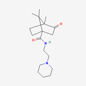 molecular formula C18H30N2O2 B2857343 4,7,7-trimethyl-3-oxo-N-[2-(1-piperidinyl)ethyl]bicyclo[2.2.1]heptane-1-carboxamide CAS No. 573949-00-5