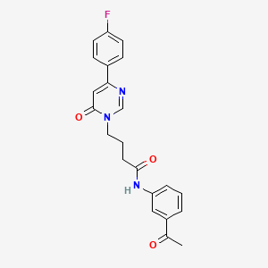 molecular formula C22H20FN3O3 B2857357 N-(3-acetylphenyl)-4-(4-(4-fluorophenyl)-6-oxopyrimidin-1(6H)-yl)butanamide CAS No. 1251608-96-4