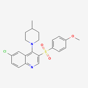 molecular formula C22H23ClN2O3S B2857364 6-Chloro-3-((4-methoxyphenyl)sulfonyl)-4-(4-methylpiperidin-1-yl)quinoline CAS No. 867040-33-3