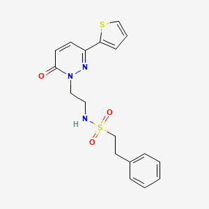 N-(2-(6-oxo-3-(thiophen-2-yl)pyridazin-1(6H)-yl)ethyl)-2-phenylethanesulfonamide