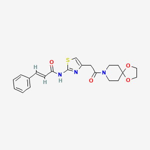 molecular formula C21H23N3O4S B2857371 N-(4-(2-oxo-2-(1,4-dioxa-8-azaspiro[4.5]decan-8-yl)ethyl)thiazol-2-yl)cinnamamide CAS No. 1006288-94-3