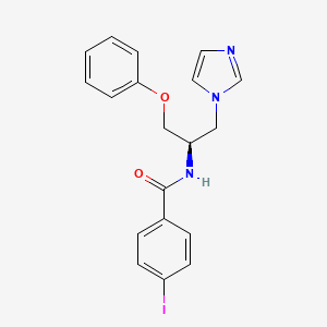 molecular formula C19H18IN3O2 B2857377 Benzamide, N-[(1R)-1-(1H-imidazol-1-ylmethyl)-2-phenoxyethyl]-4-iodo- CAS No. 518347-31-4