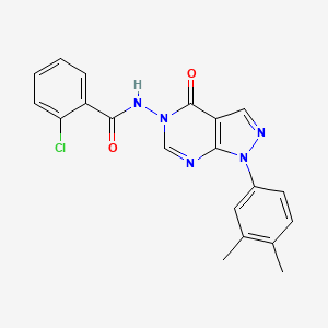 molecular formula C20H16ClN5O2 B2857392 2-chloro-N-(1-(3,4-dimethylphenyl)-4-oxo-1H-pyrazolo[3,4-d]pyrimidin-5(4H)-yl)benzamide CAS No. 919752-65-1