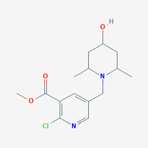 molecular formula C15H21ClN2O3 B2857410 Methyl 2-chloro-5-[(4-hydroxy-2,6-dimethylpiperidin-1-YL)methyl]pyridine-3-carboxylate CAS No. 2128710-36-9