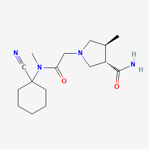 molecular formula C16H26N4O2 B2857411 (3S,4S)-1-[2-[(1-Cyanocyclohexyl)-methylamino]-2-oxoethyl]-4-methylpyrrolidine-3-carboxamide CAS No. 2223219-49-4