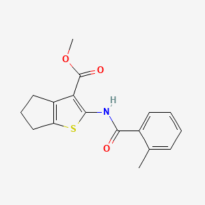 molecular formula C17H17NO3S B2857416 Methyl 2-[(2-methylbenzoyl)amino]-5,6-dihydro-4H-cyclopenta[b]thiophene-3-carboxylate CAS No. 328023-50-3