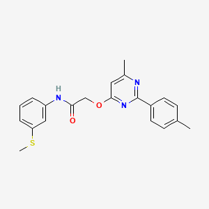 molecular formula C21H21N3O2S B2857424 2-((6-methyl-2-(p-tolyl)pyrimidin-4-yl)oxy)-N-(3-(methylthio)phenyl)acetamide CAS No. 1031957-46-6