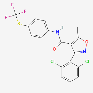 molecular formula C18H11Cl2F3N2O2S B2857429 3-(2,6-二氯苯基)-5-甲基-N-[4-(三氟甲基硫烷基)苯基]-1,2-恶唑-4-甲酰胺 CAS No. 153948-64-2