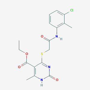 molecular formula C17H18ClN3O4S B2857430 ethyl 4-[2-(3-chloro-2-methylanilino)-2-oxoethyl]sulfanyl-6-methyl-2-oxo-1H-pyrimidine-5-carboxylate CAS No. 899983-43-8