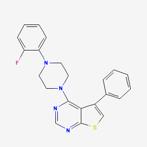 molecular formula C22H19FN4S B2857431 4-(4-(2-氟苯基)哌嗪-1-基)-5-苯基噻吩并[2,3-d]嘧啶 CAS No. 423130-24-9