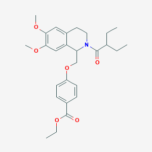 molecular formula C27H35NO6 B2857441 Ethyl 4-[[2-(2-ethylbutanoyl)-6,7-dimethoxy-3,4-dihydro-1H-isoquinolin-1-yl]methoxy]benzoate CAS No. 449766-37-4