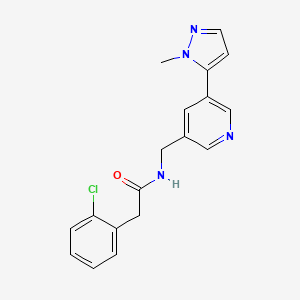 molecular formula C18H17ClN4O B2857459 2-(2-chlorophenyl)-N-((5-(1-methyl-1H-pyrazol-5-yl)pyridin-3-yl)methyl)acetamide CAS No. 2034559-12-9
