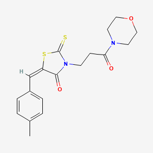 molecular formula C18H20N2O3S2 B2857471 (E)-5-(4-methylbenzylidene)-3-(3-morpholino-3-oxopropyl)-2-thioxothiazolidin-4-one CAS No. 299952-68-4