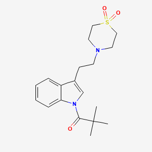 B2857486 4-{2-[1-(2,2-dimethylpropanoyl)-1H-indol-3-yl]ethyl}-1lambda~6~,4-thiazinane-1,1-dione CAS No. 439111-69-0