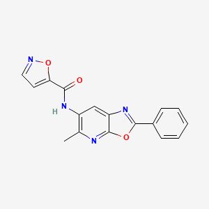 molecular formula C17H12N4O3 B2857487 N-(5-methyl-2-phenyloxazolo[5,4-b]pyridin-6-yl)isoxazole-5-carboxamide CAS No. 2034467-55-3