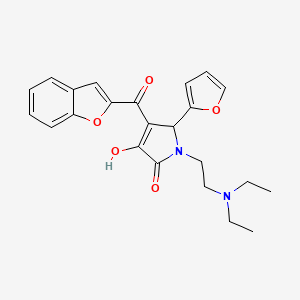molecular formula C23H24N2O5 B2857495 4-(benzofuran-2-carbonyl)-1-(2-(diethylamino)ethyl)-5-(furan-2-yl)-3-hydroxy-1H-pyrrol-2(5H)-one CAS No. 618366-48-6