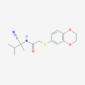 molecular formula C16H20N2O3S B2857496 N-(2-Cyano-3-methylbutan-2-yl)-2-(2,3-dihydro-1,4-benzodioxin-6-ylsulfanyl)acetamide CAS No. 1038012-47-3