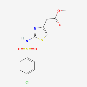 molecular formula C12H11ClN2O4S2 B2857498 （2-[{[(4-氯苯基)磺酰基]氨基}-1,3-噻唑-4-基]）乙酸甲酯 CAS No. 929808-62-8