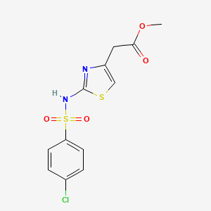 molecular formula C12H11ClN2O4S2 B2857498 Methyl 2-(2-((4-chlorophenyl)sulfonamido)thiazol-4-yl)acetate CAS No. 929808-62-8