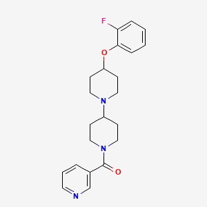 molecular formula C22H26FN3O2 B2857503 (4-(2-氟苯氧基)-[1,4'-联吡啶]-1'-基)(吡啶-3-基)甲酮 CAS No. 1705692-14-3