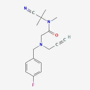 molecular formula C17H20FN3O B2857505 N-(1-cyano-1-methylethyl)-2-{[(4-fluorophenyl)methyl](prop-2-yn-1-yl)amino}-N-methylacetamide CAS No. 1281181-68-7