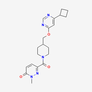 molecular formula C20H25N5O3 B2857509 6-(4-(((6-cyclobutylpyrimidin-4-yl)oxy)methyl)piperidine-1-carbonyl)-2-methylpyridazin-3(2H)-one CAS No. 2309732-83-8