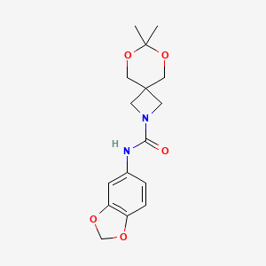 molecular formula C16H20N2O5 B2857511 N-(苯并[d][1,3]二氧杂环-5-基)-7,7-二甲基-6,8-二氧杂-2-氮杂螺[3.5]壬烷-2-甲酰胺 CAS No. 1396872-62-0