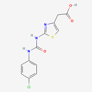 molecular formula C12H10ClN3O3S B2857512 2-[2-[(4-chlorophenyl)carbamoylamino]-1,3-thiazol-4-yl]acetic Acid CAS No. 401637-68-1