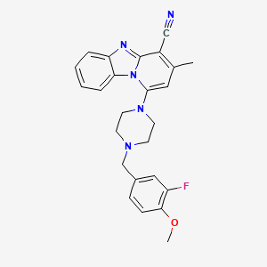 molecular formula C25H24FN5O B2857513 1-[4-(3-氟-4-甲氧基苄基)哌嗪-1-基]-3-甲基吡啶并[1,2-a]苯并咪唑-4-腈 CAS No. 442567-31-9