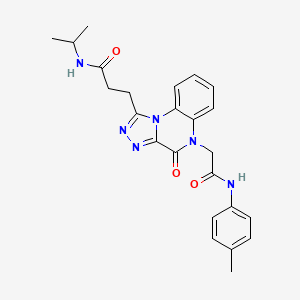 molecular formula C24H26N6O3 B2857520 N-异丙基-3-(5-{2-[(4-甲基苯基)氨基]-2-氧代乙基}-4-氧代-4,5-二氢[1,2,4]三唑并[4,3-a]喹喔啉-1-基)丙酰胺 CAS No. 1189862-50-7