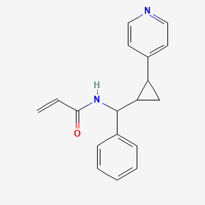 molecular formula C18H18N2O B2857524 N-[Phenyl-(2-pyridin-4-ylcyclopropyl)methyl]prop-2-enamide CAS No. 2411274-91-2