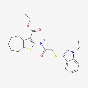 ethyl 2-[[2-(1-ethylindol-3-yl)sulfanylacetyl]amino]-5,6,7,8-tetrahydro-4H-cyclohepta[b]thiophene-3-carboxylate