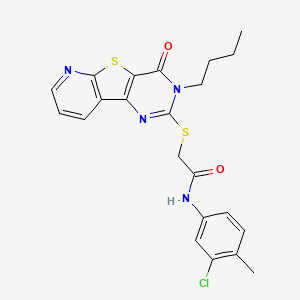 molecular formula C22H21ClN4O2S2 B2857533 2-((3-丁基-4-氧代-3,4-二氢吡啶并[3',2':4,5]噻吩并[3,2-d]嘧啶-2-基)硫代)-N-(3-氯-4-甲苯基)乙酰胺 CAS No. 1242975-42-3