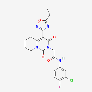 molecular formula C20H19ClFN5O4 B2857548 N-(3-chloro-4-fluorophenyl)-2-[4-(5-ethyl-1,2,4-oxadiazol-3-yl)-1,3-dioxo-5,6,7,8-tetrahydro-1H-pyrido[1,2-c]pyrimidin-2(3H)-yl]acetamide CAS No. 1775335-97-1