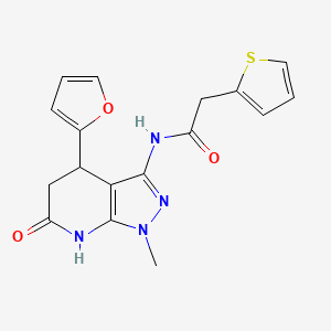 N-(4-(furan-2-yl)-1-methyl-6-oxo-4,5,6,7-tetrahydro-1H-pyrazolo[3,4-b]pyridin-3-yl)-2-(thiophen-2-yl)acetamide