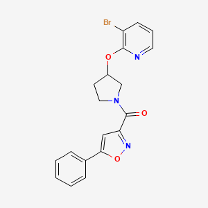 molecular formula C19H16BrN3O3 B2857571 (3-((3-Bromopyridin-2-yl)oxy)pyrrolidin-1-yl)(5-phenylisoxazol-3-yl)methanone CAS No. 1904230-94-9