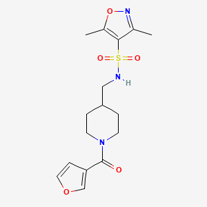 molecular formula C16H21N3O5S B2857575 N-((1-(furan-3-carbonyl)piperidin-4-yl)methyl)-3,5-dimethylisoxazole-4-sulfonamide CAS No. 1396850-38-6