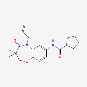 N-(5-allyl-3,3-dimethyl-4-oxo-2,3,4,5-tetrahydrobenzo[b][1,4]oxazepin-7-yl)cyclopentanecarboxamide
