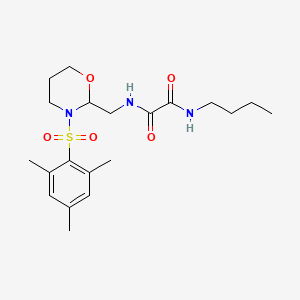 molecular formula C20H31N3O5S B2857591 N1-butyl-N2-((3-(mesitylsulfonyl)-1,3-oxazinan-2-yl)methyl)oxalamide CAS No. 872975-84-3