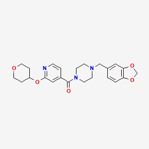 (4-(benzo[d][1,3]dioxol-5-ylmethyl)piperazin-1-yl)(2-((tetrahydro-2H-pyran-4-yl)oxy)pyridin-4-yl)methanone