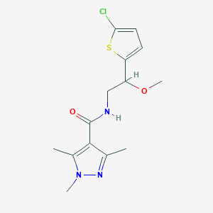 molecular formula C14H18ClN3O2S B2857598 N-(2-(5-chlorothiophen-2-yl)-2-methoxyethyl)-1,3,5-trimethyl-1H-pyrazole-4-carboxamide CAS No. 2034404-56-1
