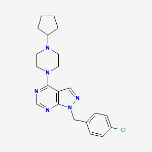 molecular formula C21H25ClN6 B2857604 1-(4-chlorobenzyl)-4-(4-cyclopentylpiperazin-1-yl)-1H-pyrazolo[3,4-d]pyrimidine CAS No. 612523-92-9