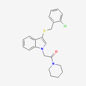 molecular formula C22H23ClN2OS B2857611 3-[(2-chlorobenzyl)thio]-1-(2-oxo-2-piperidin-1-ylethyl)-1H-indole CAS No. 878053-71-5