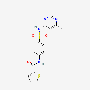 molecular formula C17H16N4O3S2 B2857613 N-{4-[(2,6-dimethylpyrimidin-4-yl)sulfamoyl]phenyl}thiophene-2-carboxamide CAS No. 302937-92-4