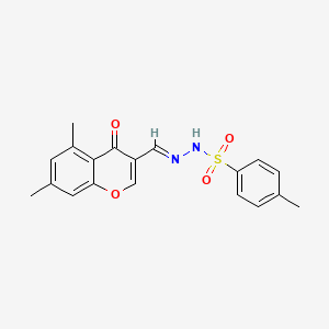 molecular formula C19H18N2O4S B2857618 N'-[(1E)-(5,7-dimethyl-4-oxo-4H-chromen-3-yl)methylidene]-4-methylbenzene-1-sulfonohydrazide CAS No. 1026230-71-6