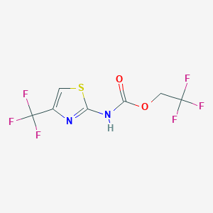 molecular formula C7H4F6N2O2S B2857619 2,2,2-trifluoroethyl N-[4-(trifluoromethyl)-1,3-thiazol-2-yl]carbamate CAS No. 1258652-08-2