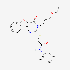 N-(2,5-dimethylphenyl)-2-({4-oxo-3-[3-(propan-2-yloxy)propyl]-3,4-dihydro[1]benzofuro[3,2-d]pyrimidin-2-yl}sulfanyl)acetamide