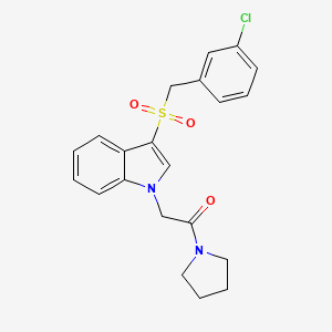 molecular formula C21H21ClN2O3S B2857622 3-[(3-chlorobenzyl)sulfonyl]-1-(2-oxo-2-pyrrolidin-1-ylethyl)-1H-indole CAS No. 878057-99-9