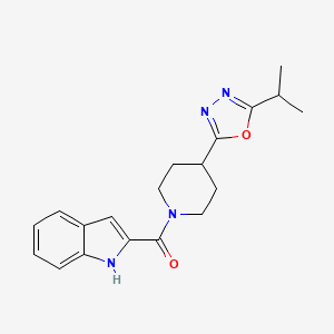 molecular formula C19H22N4O2 B2857627 (1H-indol-2-yl)(4-(5-isopropyl-1,3,4-oxadiazol-2-yl)piperidin-1-yl)methanone CAS No. 1209160-23-5