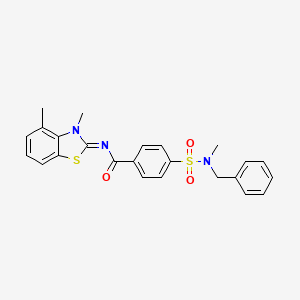 molecular formula C24H23N3O3S2 B2857628 4-[苄基(甲基)磺酰胺基]-N-(3,4-二甲基-1,3-苯并噻唑-2-亚甲基)苯甲酰胺 CAS No. 850911-06-7